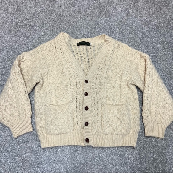 irish woollen mills Other - Vtg The Irish Woollen Mills Sweater Mens Medium Chunky Knit Fisherman Cardigan